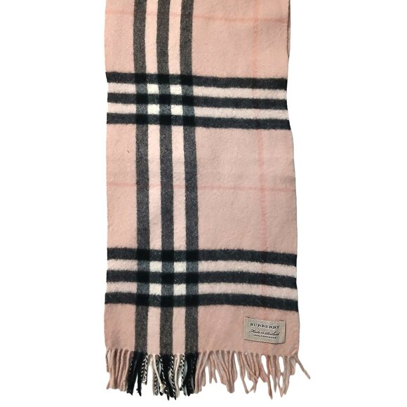 Burberry Ladies Vintage Pink Black Tan White Luxury Large Print Plaid Scarf - Picture 1 of 5